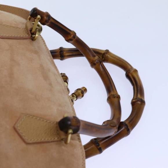 GUCCI Bamboo Hand Bag Suede 2way Brown Auth 71164 - Picture 7 of 16